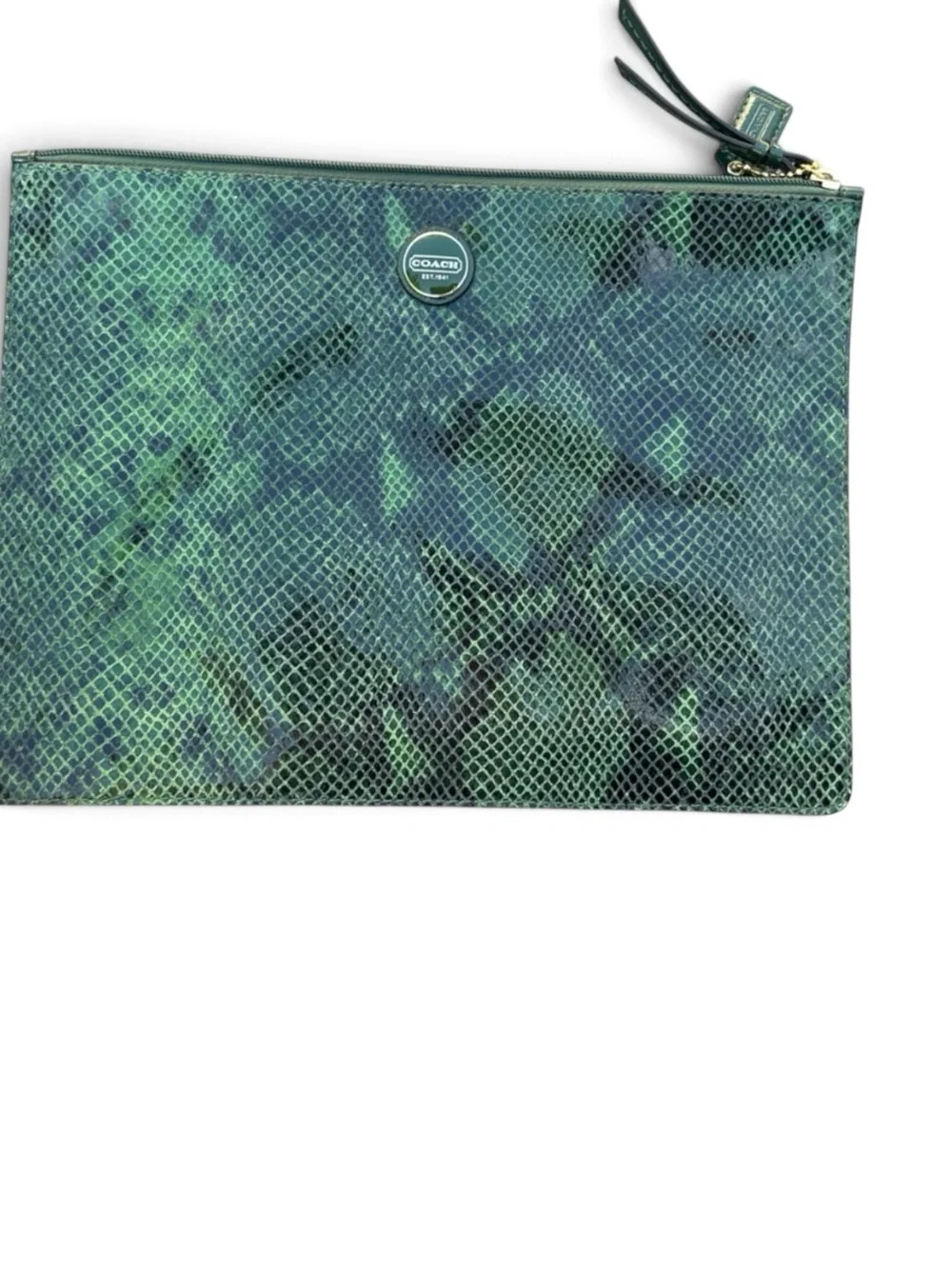 ✨💎RARE💎✨NWOT COACH 1941 Python Green & Black Wristlet Clutch w/ Hangtag.